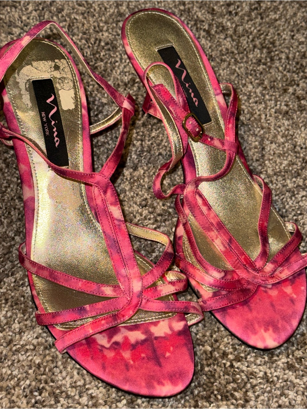 Nina Pink Satin Strappy Heeled Sandals